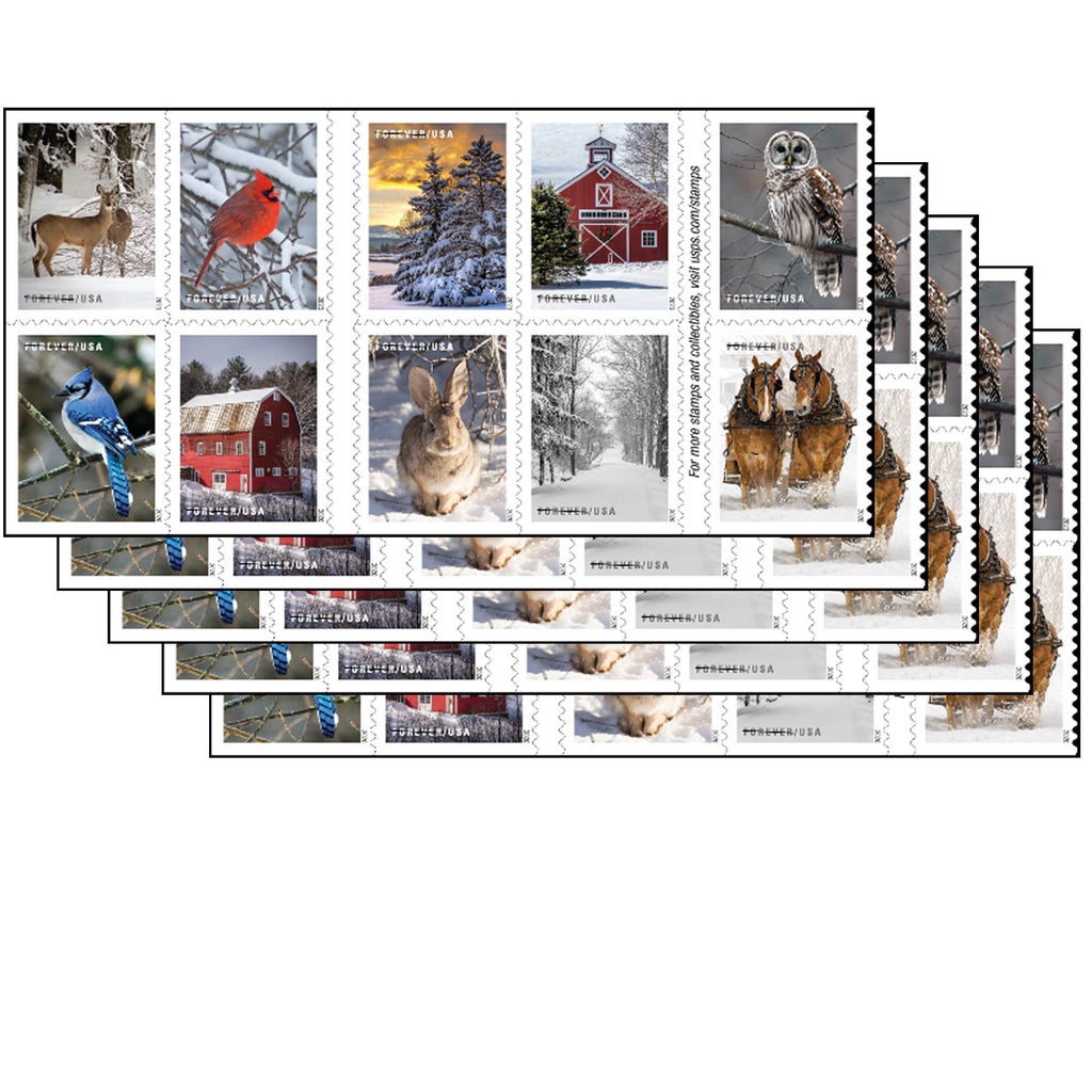 USPS Winter Scenes Forever Stamps - Book of 20 - First Class Postage