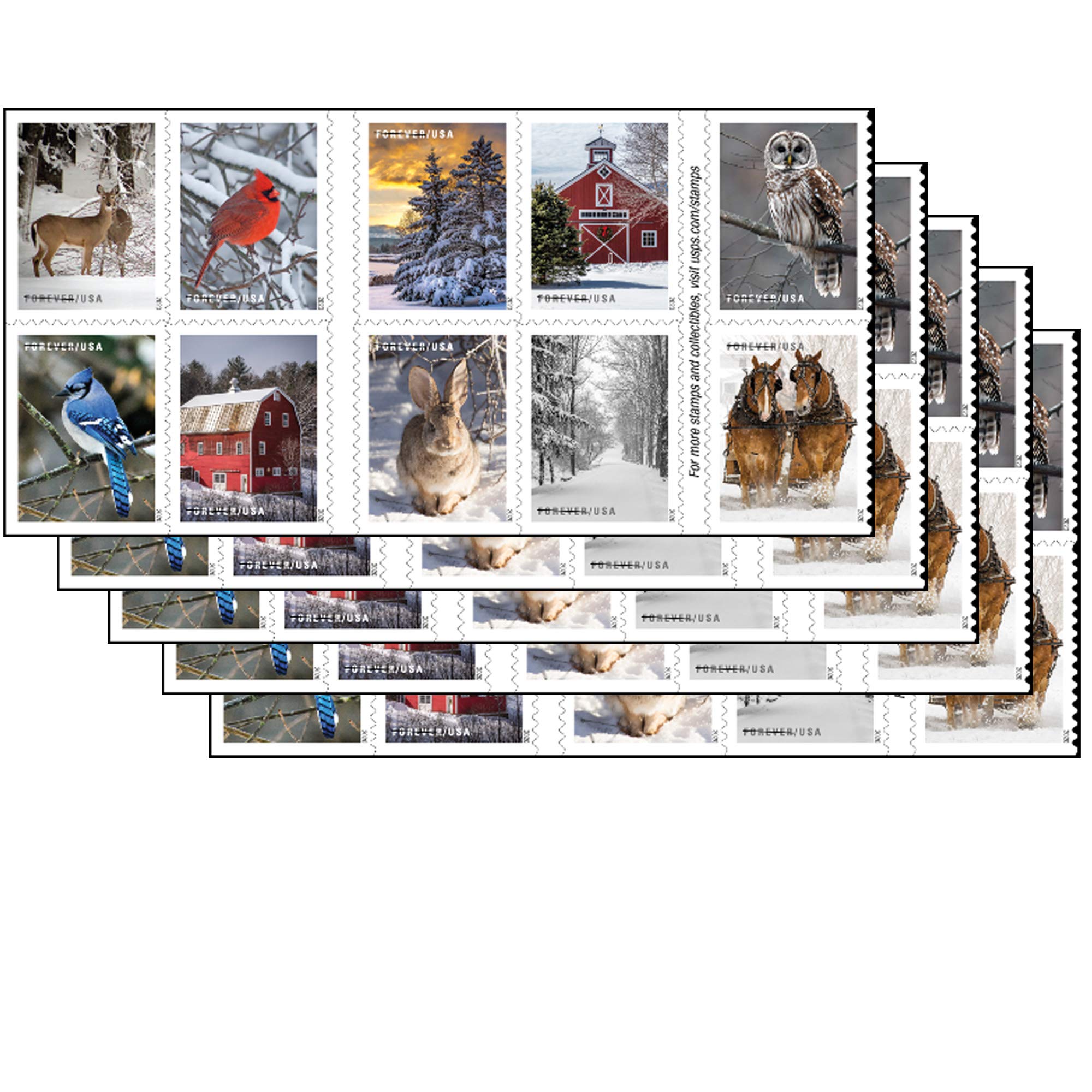 USPS Winter Scenes Forever Stamps - Book of 20 - First Class Postage